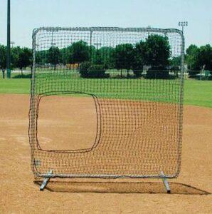 softball pitching screen with optional wheel kit and padding