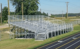 Elevated bleacher grandstand seating