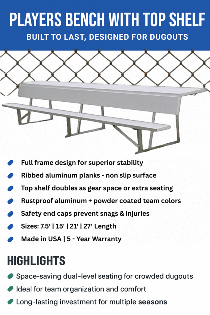 Aluminum Team Bench with Shelf 