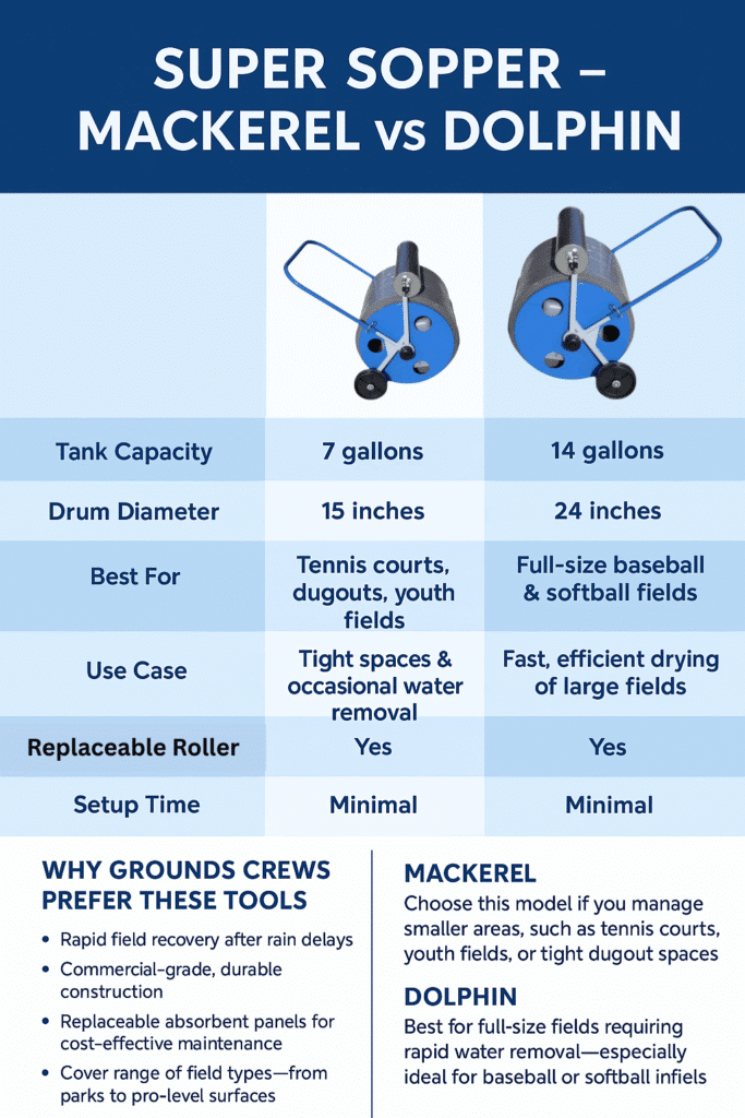 Super Sopper court and field water removal equipment